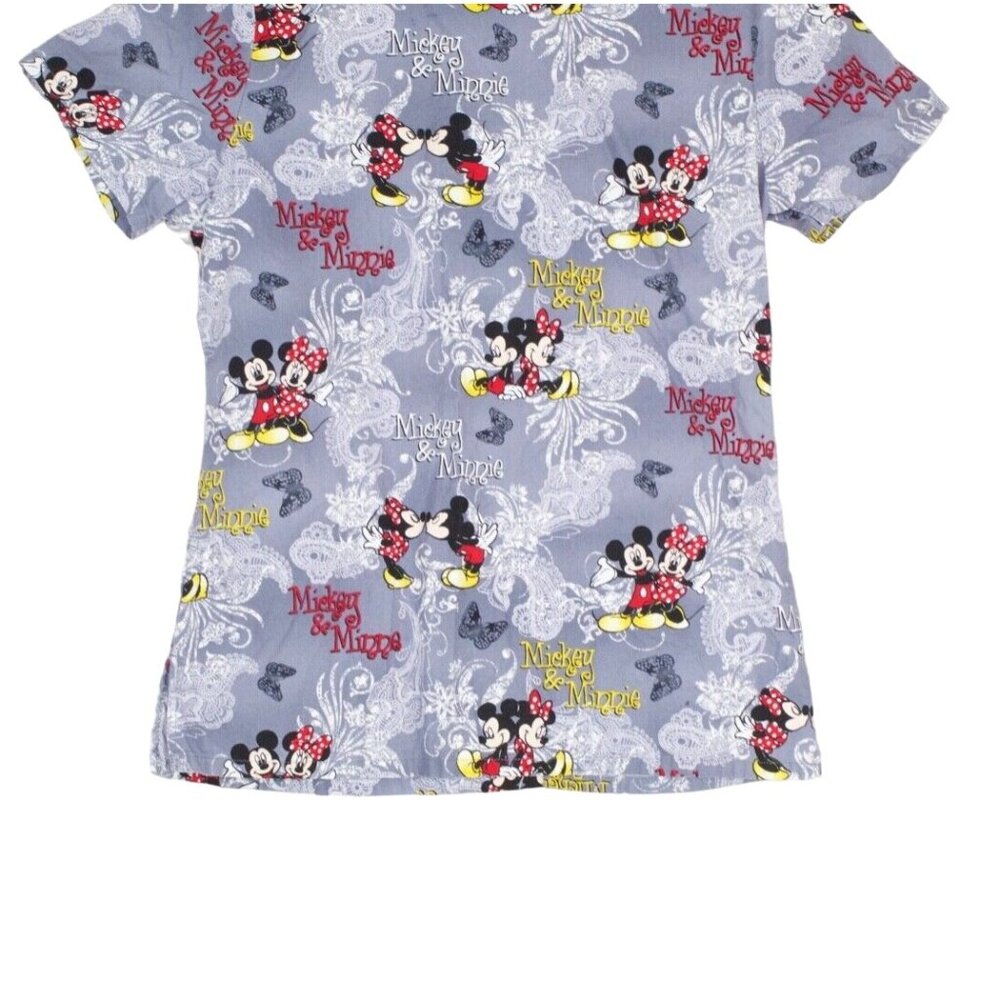 Disney Gray Paisley Minnie Mouse Graphic Cotton Scrub Top Size Small - Picture 5 of 9